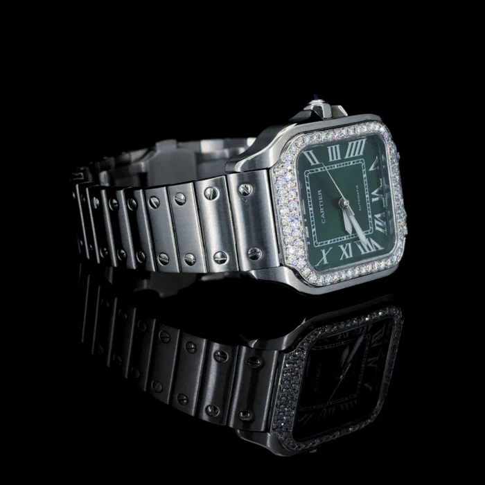Luxury Full Iced Out Green Dial Watch By Aetherium Jewels - Image 2