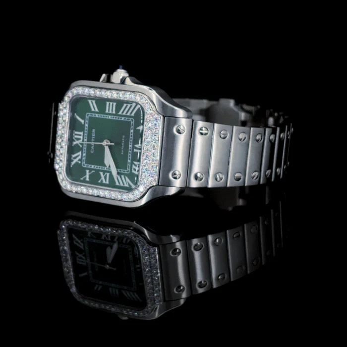 Luxury Full Iced Out Green Dial Watch By Aetherium Jewels - Image 3