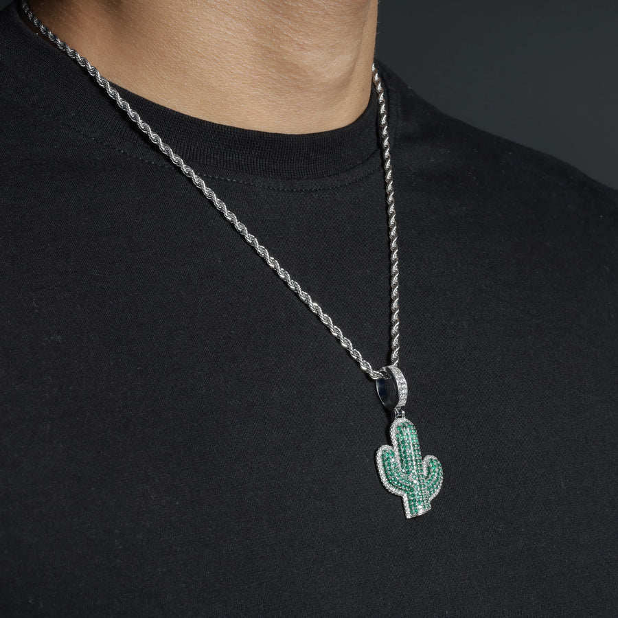 Luxury Emerald & Diamond Cactus Pendant By Aetherium Jewels - Image 3