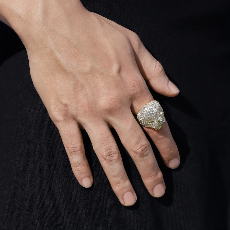 Gold Skull Statement Ring – Icy Rebel Style Redefined By Aetherium Jewels - Image 4