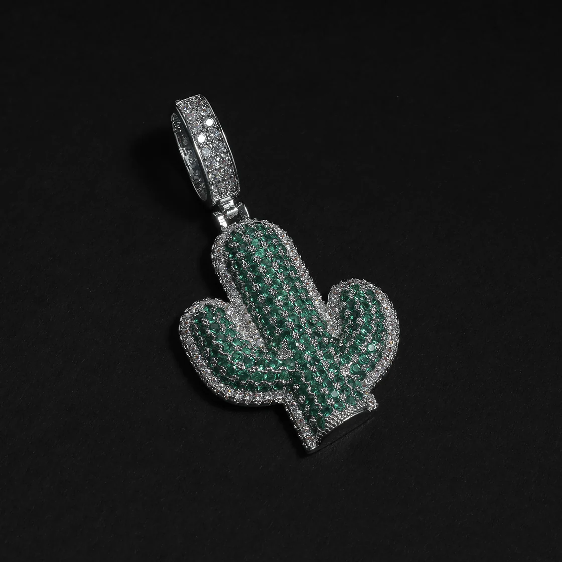 Luxury Emerald & Diamond Cactus Pendant By Aetherium Jewels - Image 2