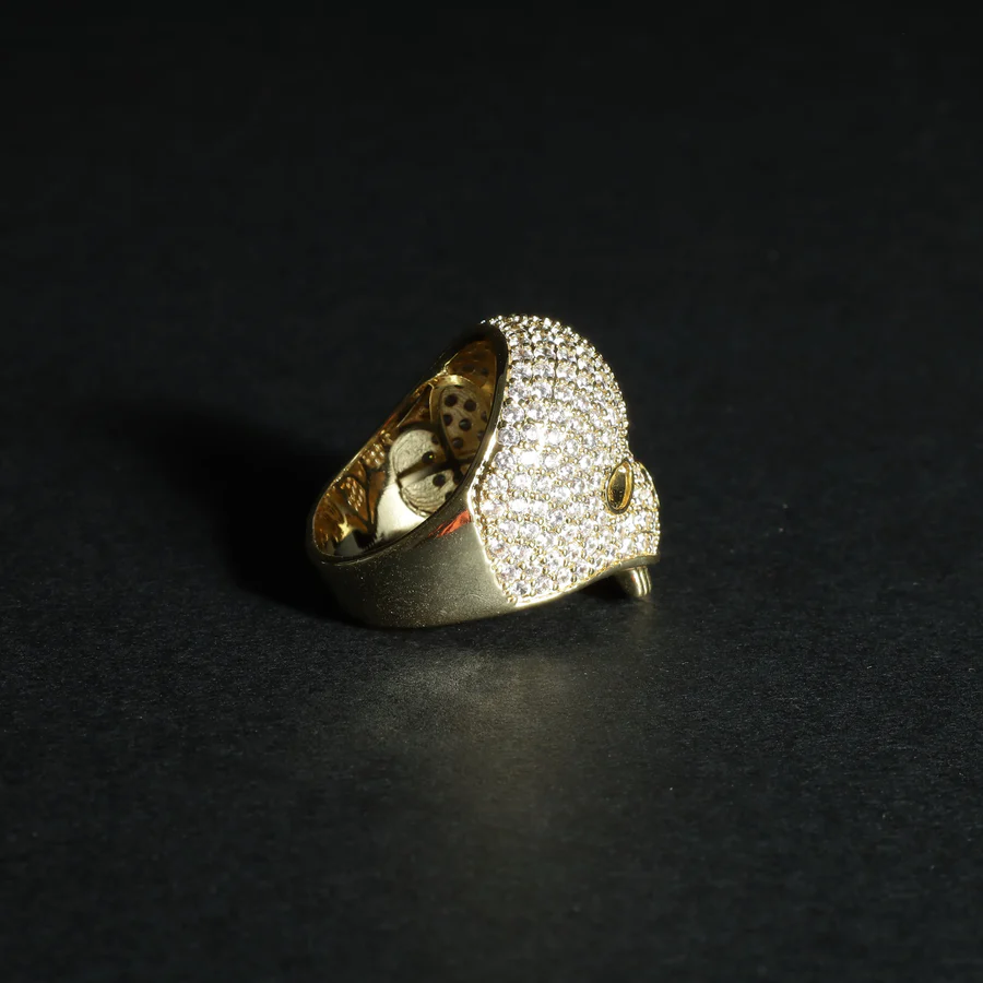 Gold Skull Statement Ring – Icy Rebel Style Redefined By Aetherium Jewels - Image 2