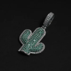 Luxury Emerald & Diamond Cactus Pendant By Aetherium Jewels