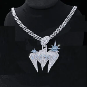 Custom latter with Star Moissanite Pendant By Aetherium Jewels