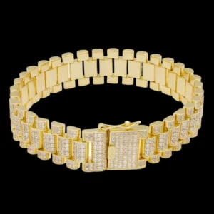 15mm Iced Rollie Link Bracelet  By Aetherium Jewels