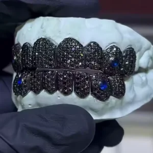 Sterling Silver Black Moissanite Diamond Grillz By Aetherium Jewels