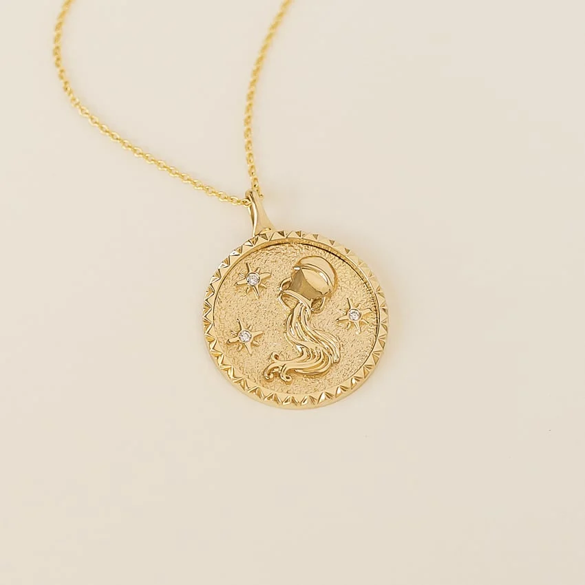 Aquarius Zodiac Medallion Necklace By Aetherium Jewels - Image 4