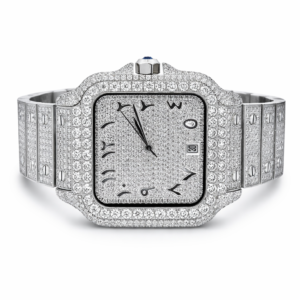 White Gold Plated Diamond luxury Watch By Aetherium Jewels