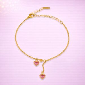 Double Heart Delight Anklet By Aetherium Jewels