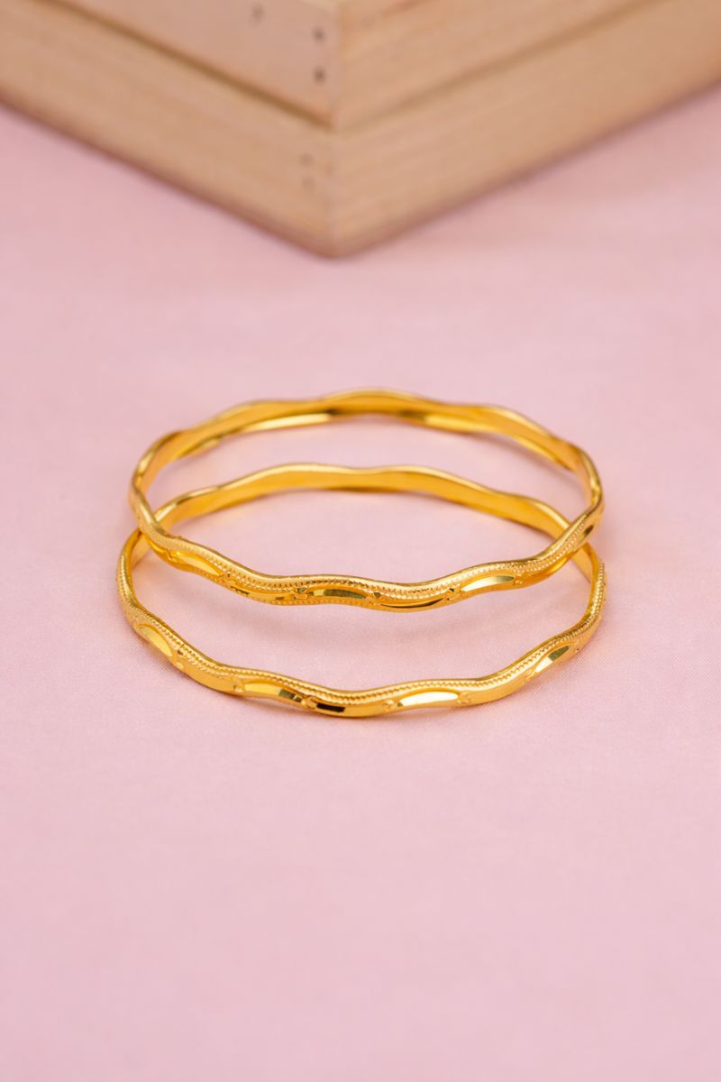 Wave Bangles By Aetherium Jewels (Set of 2)