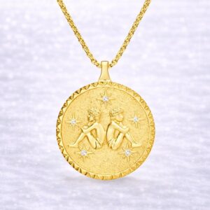 Gemini Zodiac Medallion Necklace By Aetherium Jewels