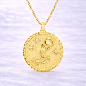 Aquarius Zodiac Medallion Necklace By Aetherium Jewels